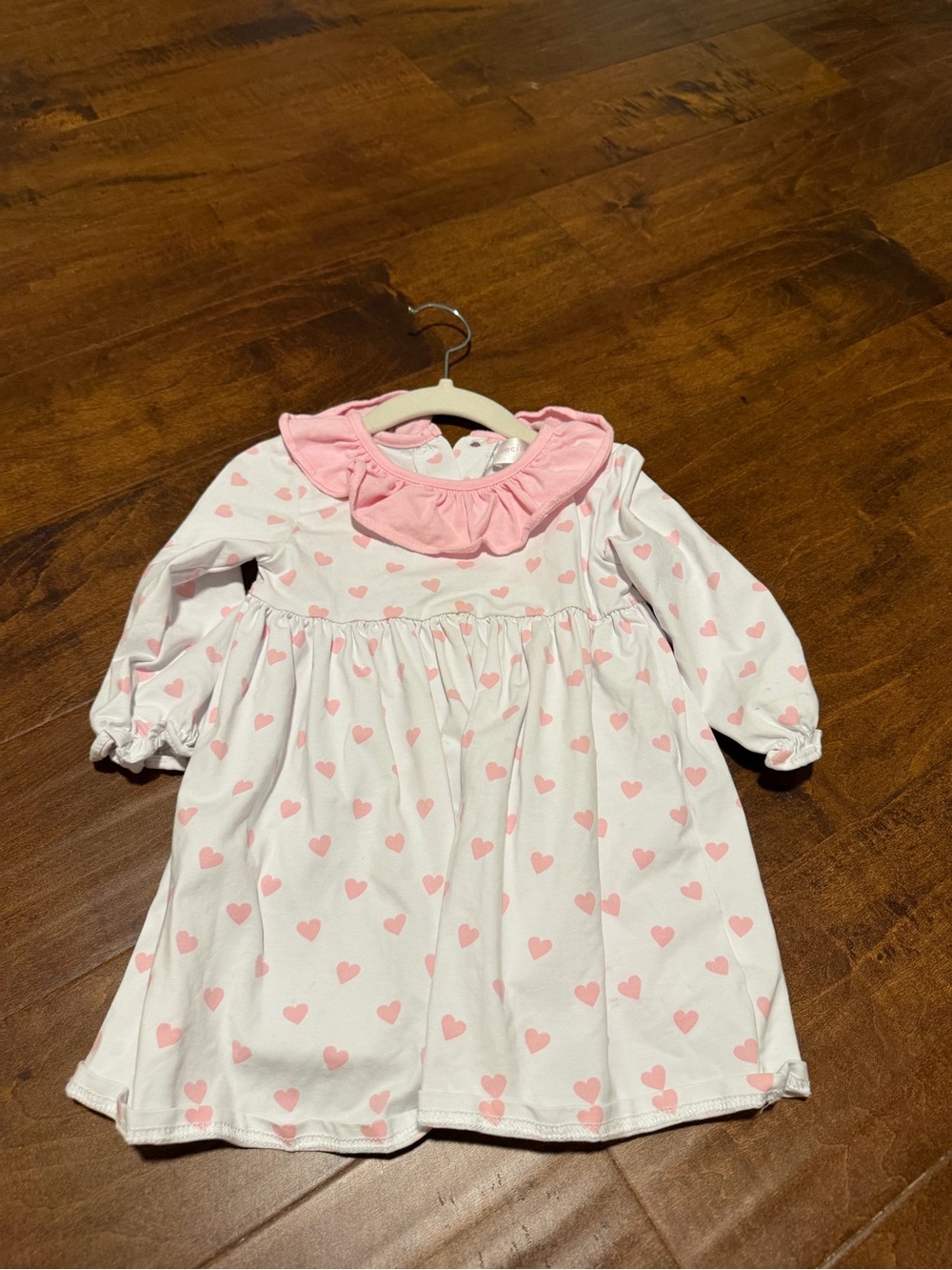 Cecil and Lou Pink Heart Print Ruffle Collar Kids Dress